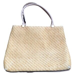 ADRIENNE VITTADINI BROWN HOBO WOVEN TOTE ￼STRAW Shoulder Handbag Purse
